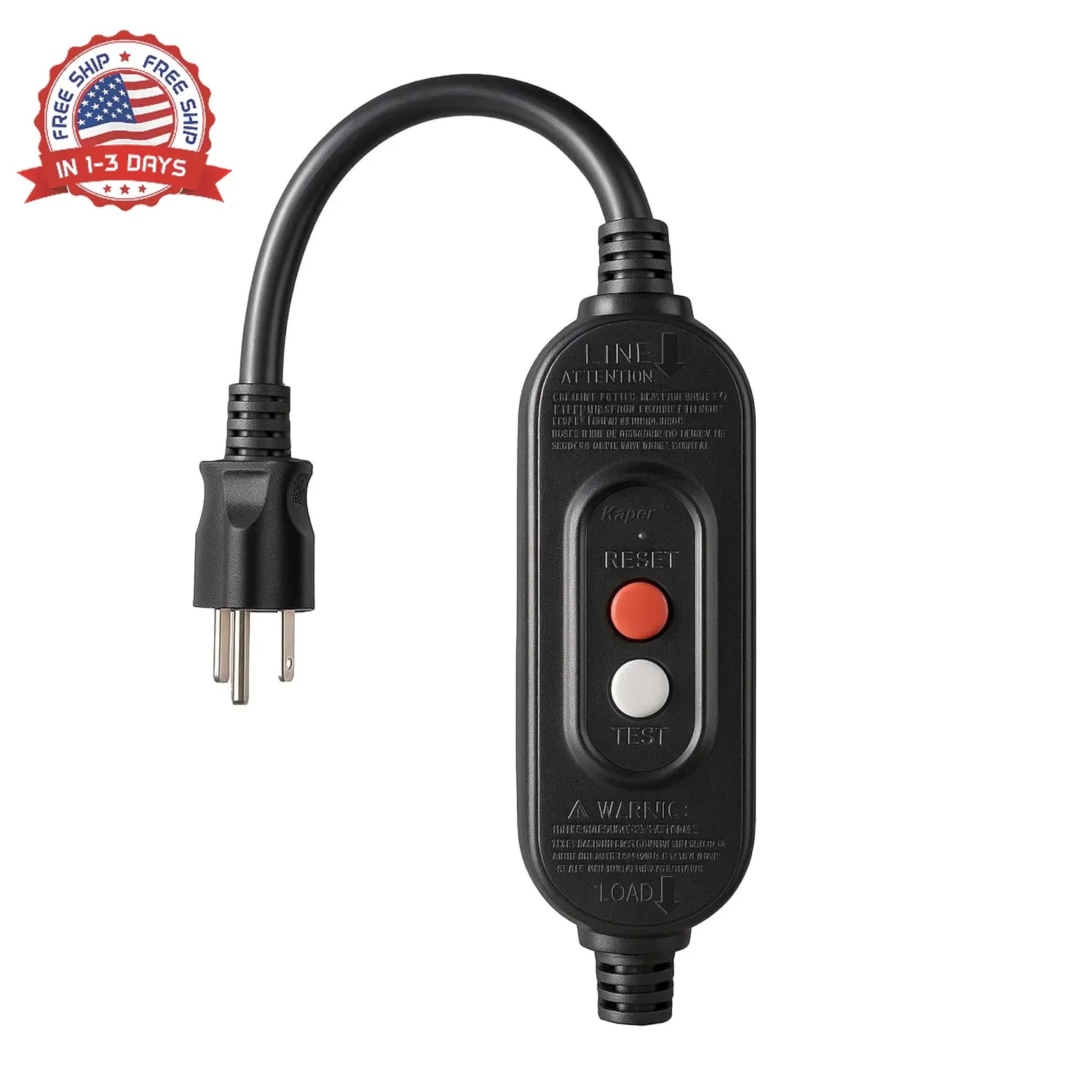 Kaper Auto-Reset GFCI Replacement Plug, Auto-Monitoring Inline GFCI Extension Co