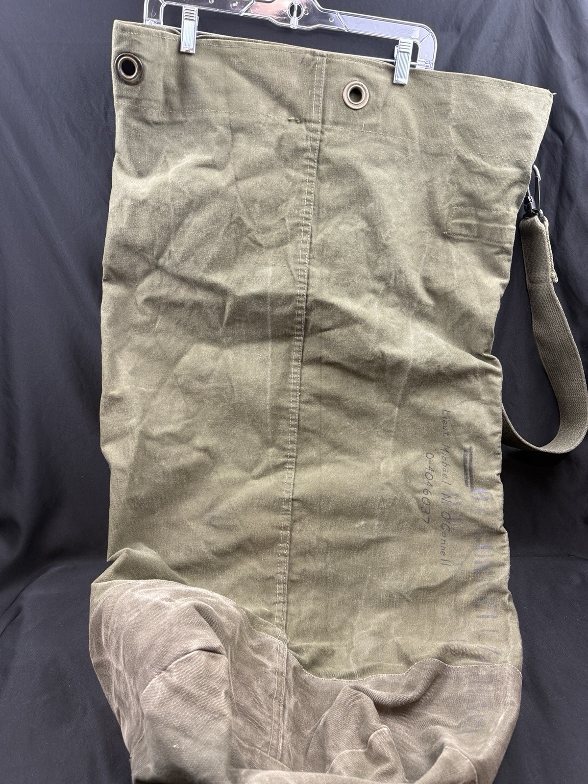 VTG US Military HUGE Canvas Duffel Bag OD Green Army Sea Bag Lieutenant