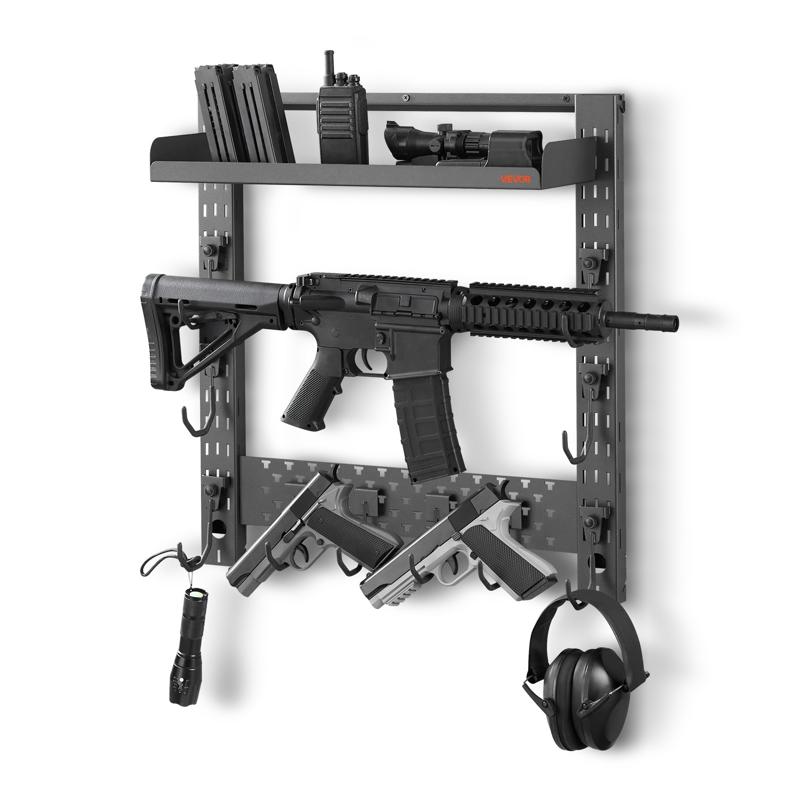 VEVOR Gun Rack Wall Mount Steel Indoor Rifle Shotgun Tactical Gear Rack J-Hooks