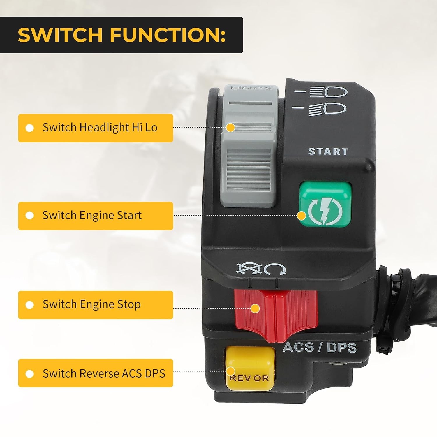 Left Handlebar Control Switch for Motorcycle Headlight and Reverse ACS DPS