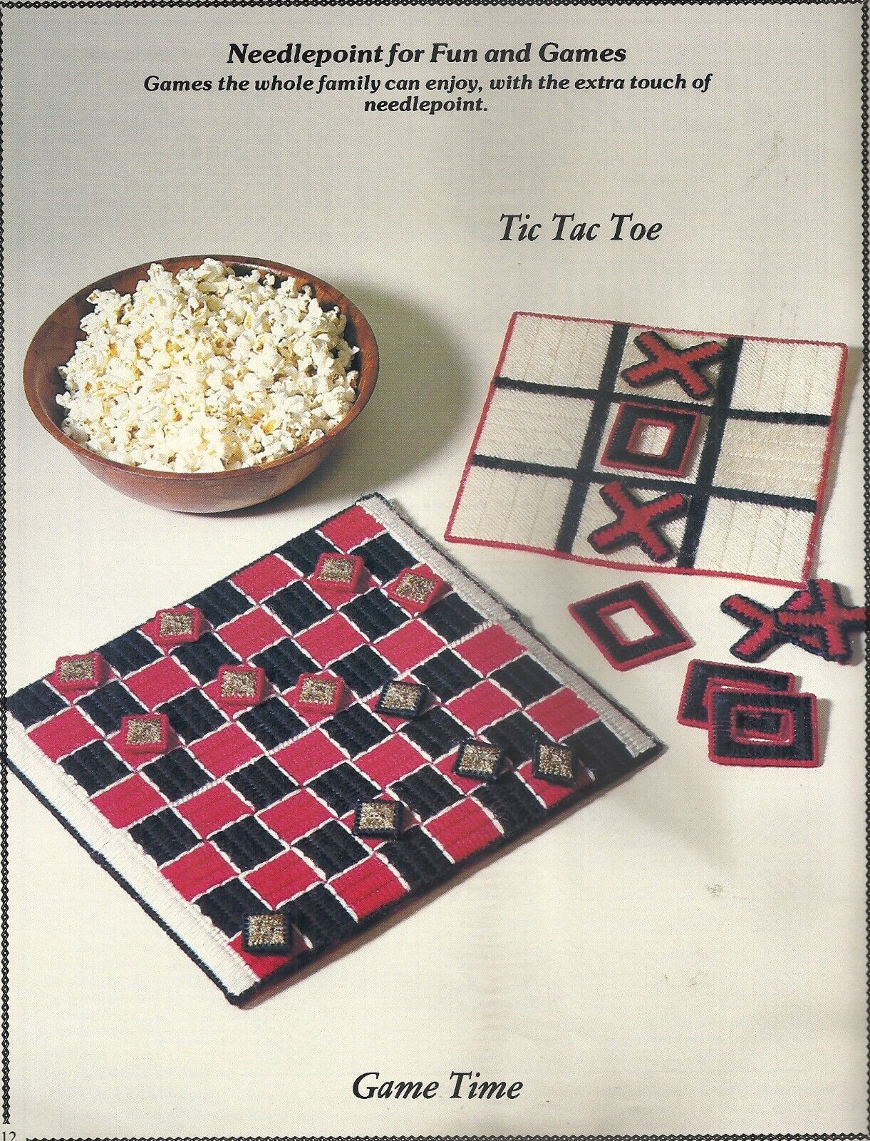 PLAID NEEDLEWORK ON PLASTIC CANVAS - TOYS, GAMES & FRAMES BOOKLET #7486 ©1981