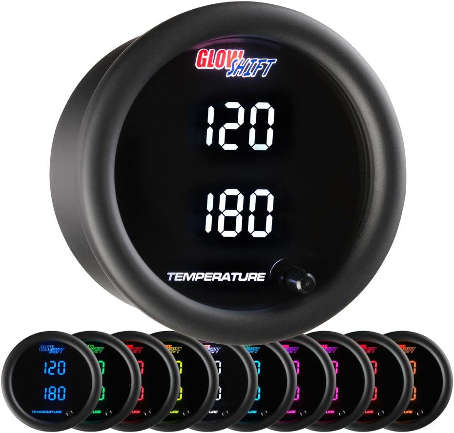 10 Color Digital 300 F Dual Temperature Gauge Kit - for Water, Oil, Transmission
