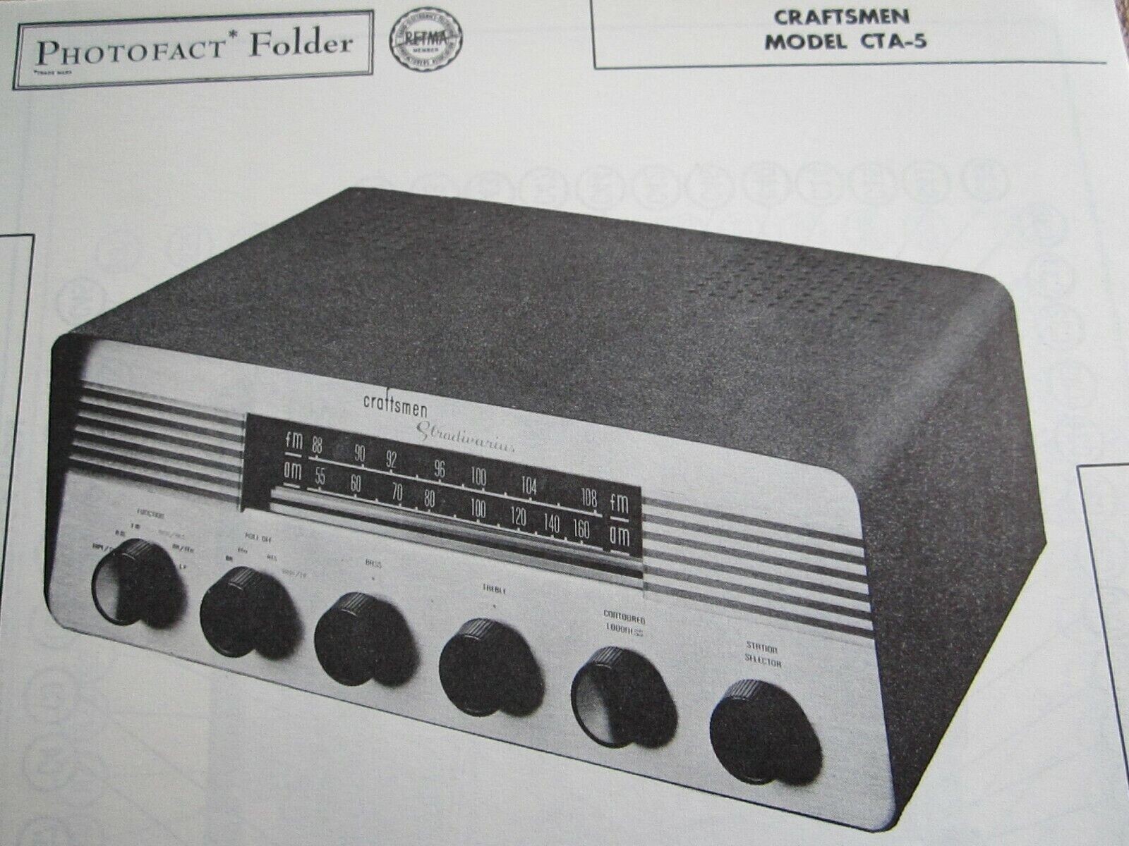 RADIO CRAFTSMEN CTA-5 TUNER RECEIVER PHOTOFACT