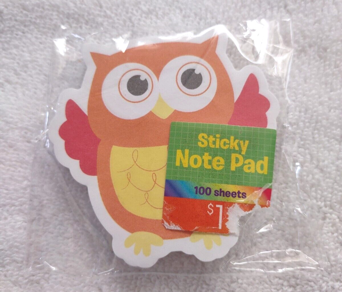 Owl Sticky Note Pad 3" x 3" 100 Sheets From 2013