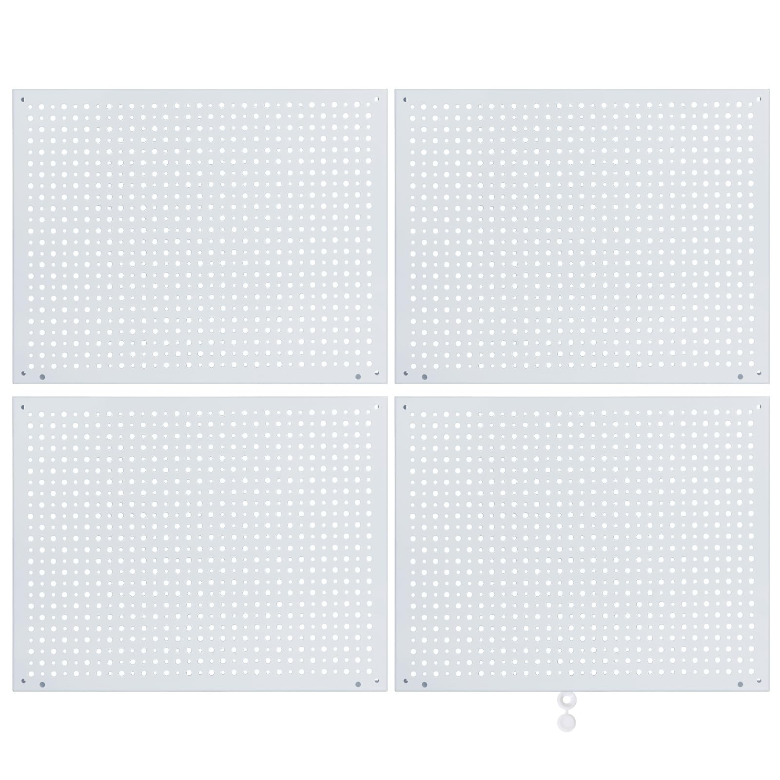 4 PCS 16x12 Inch White Steel Peg Board Panels Heavy Duty Tool Organization