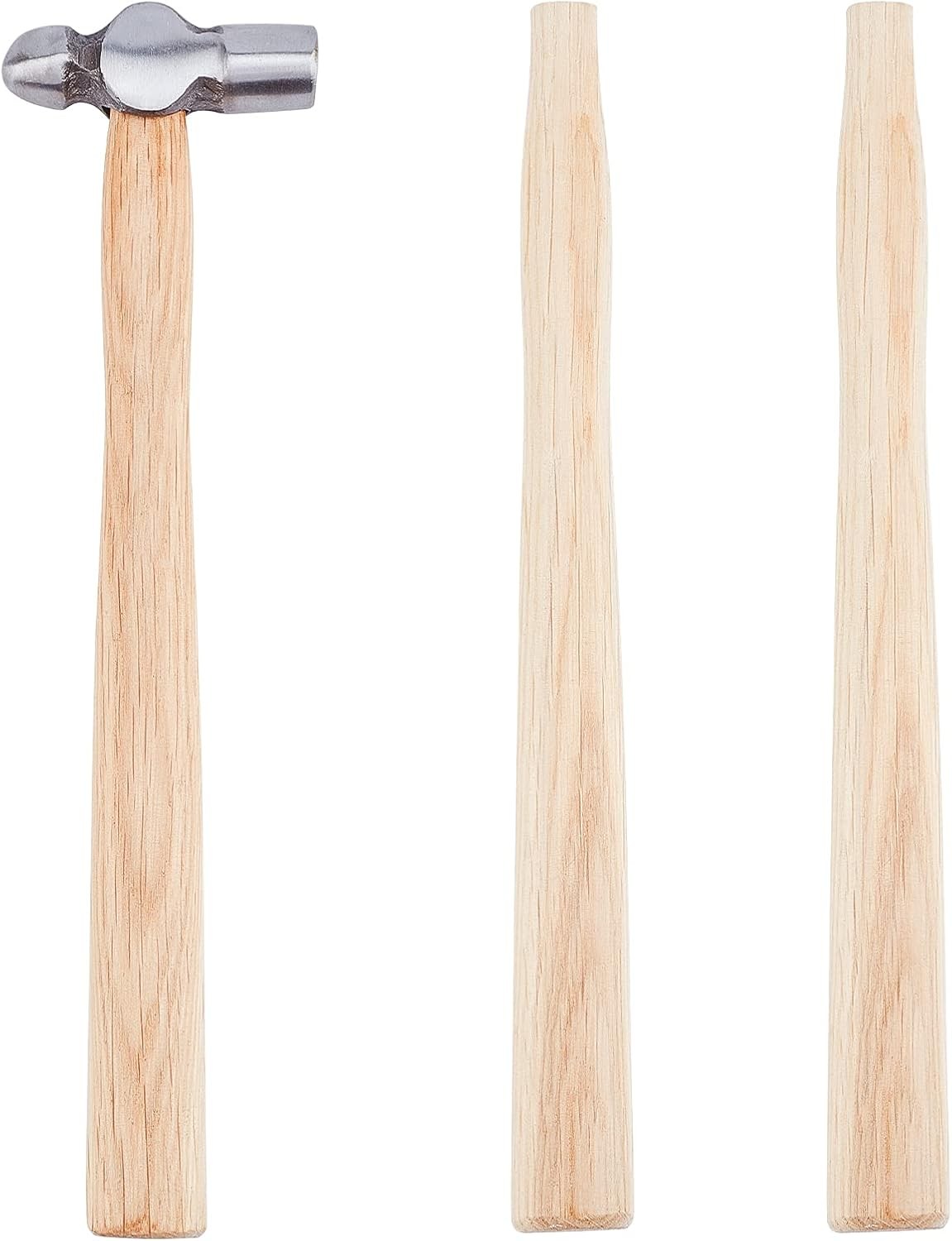 4oz Ball Peen Hammer with 2 Wooden Handles, Carbon Steel Head, 7.8" New