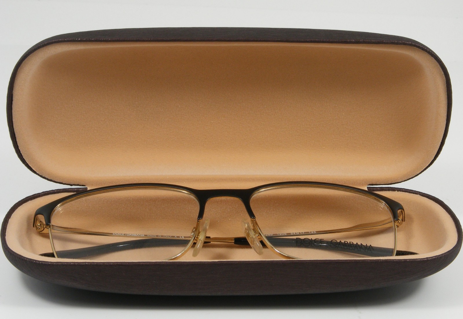 Nice Hard Clam Shell Eyeglasses Case Brown Protective Glasses w/ Cleaning Cloth
