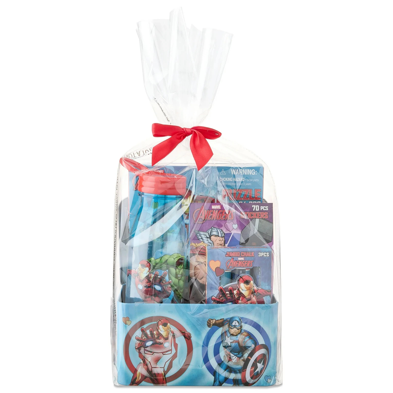 NEW Marvel Avengers Valentine Tin Gift Set Puzzle Stickers Chalk Bottle