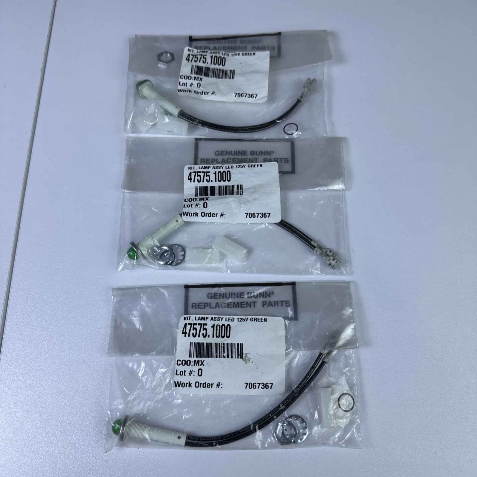 47575.1000 Bunn Kit, Lamp Assembly Led 125V Green Genuine OEM BU47575.1000 3pack