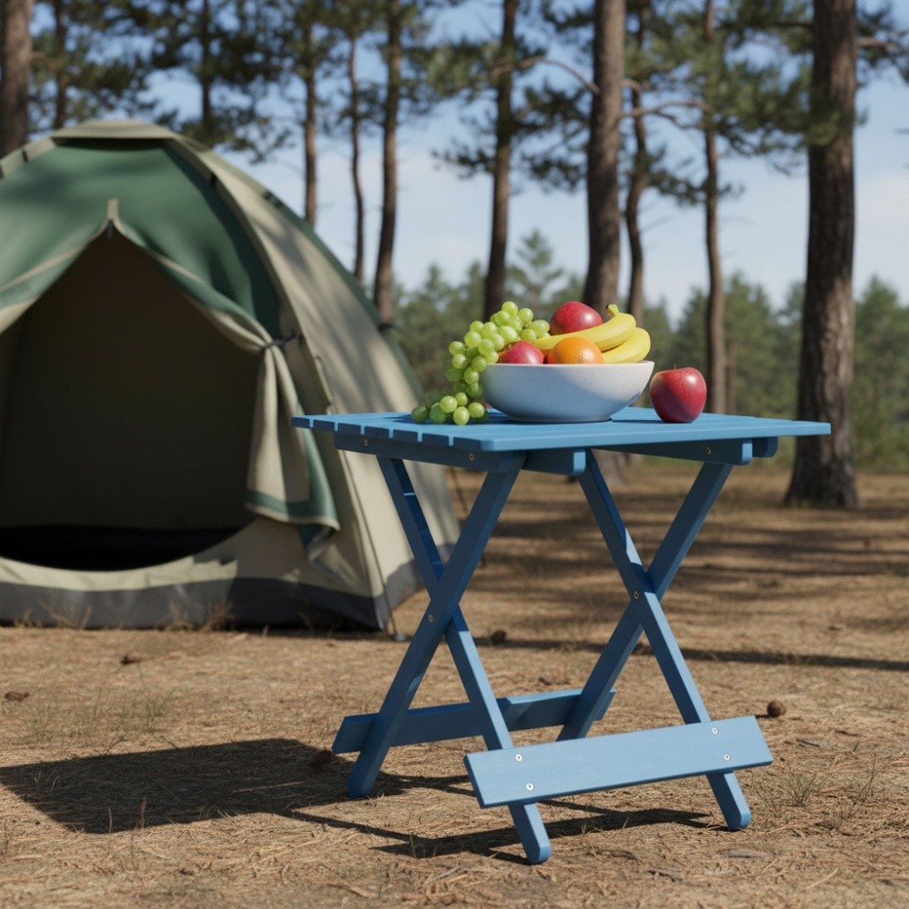 Solid Wood Folding Square Table - Patio, Balcony, Outdoor Portable Space-Saving
