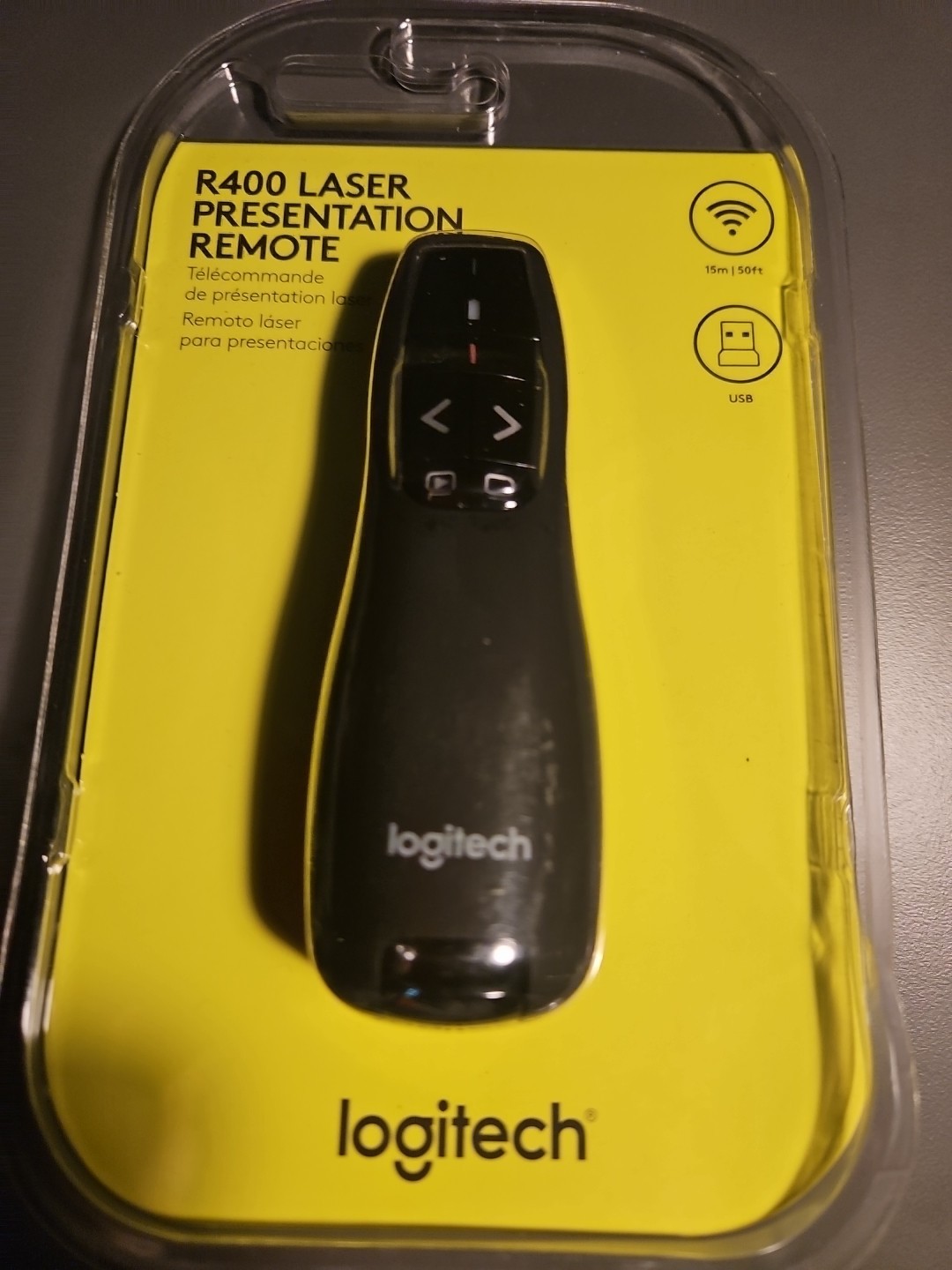 Logitech R400 Wireless Presenter Clicker with Red Laser Pointer Brand New Sealed