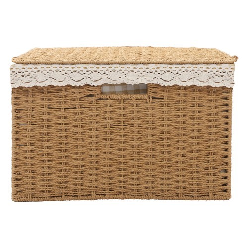 Large Storage Bin Rope Woven Basket Storage Basket with Lid/Handle & Liner