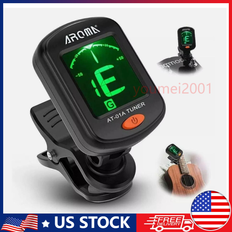LCD Clip On Chromatic Acoustic Tuner Electric Guitar Banjo Violin  Ukulele Bass