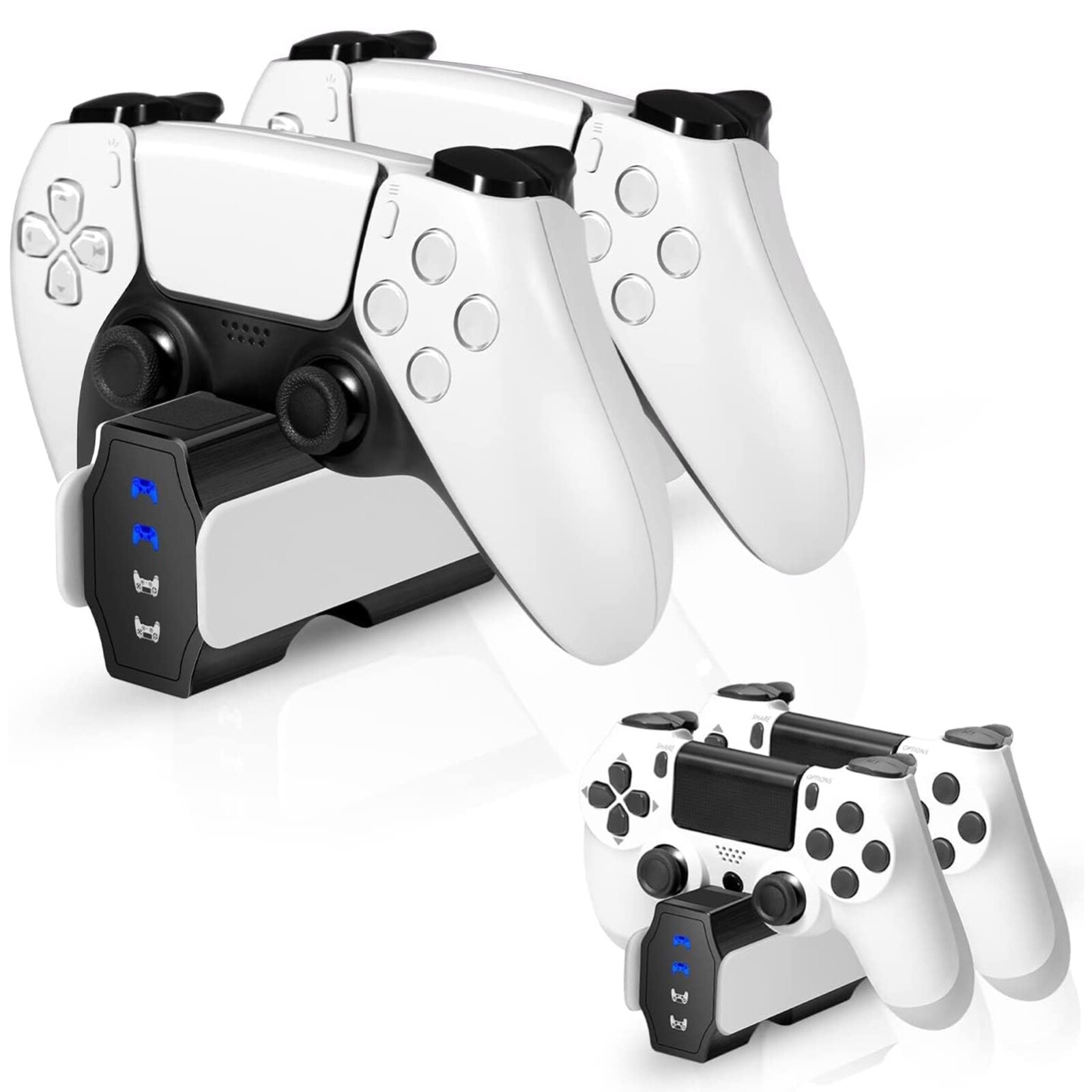 2 in 1 PS5 & PS4 Wireless Controller Charger, Charging Deck 4 PS5 PS4 Controller