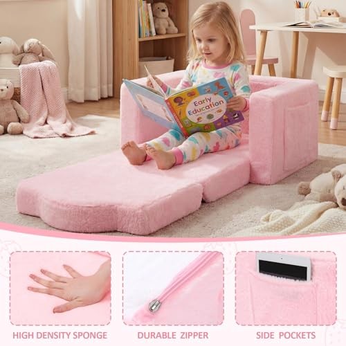 Valentine Kids Chair or Couch for Toddler, 2-in-1 Soft Foldable Couch, Comfy