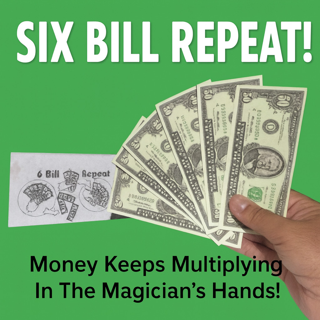 SIX BILL REPEAT Magic Trick Multiplying $50. Dollar Fake Gimmick Money Comedy 6