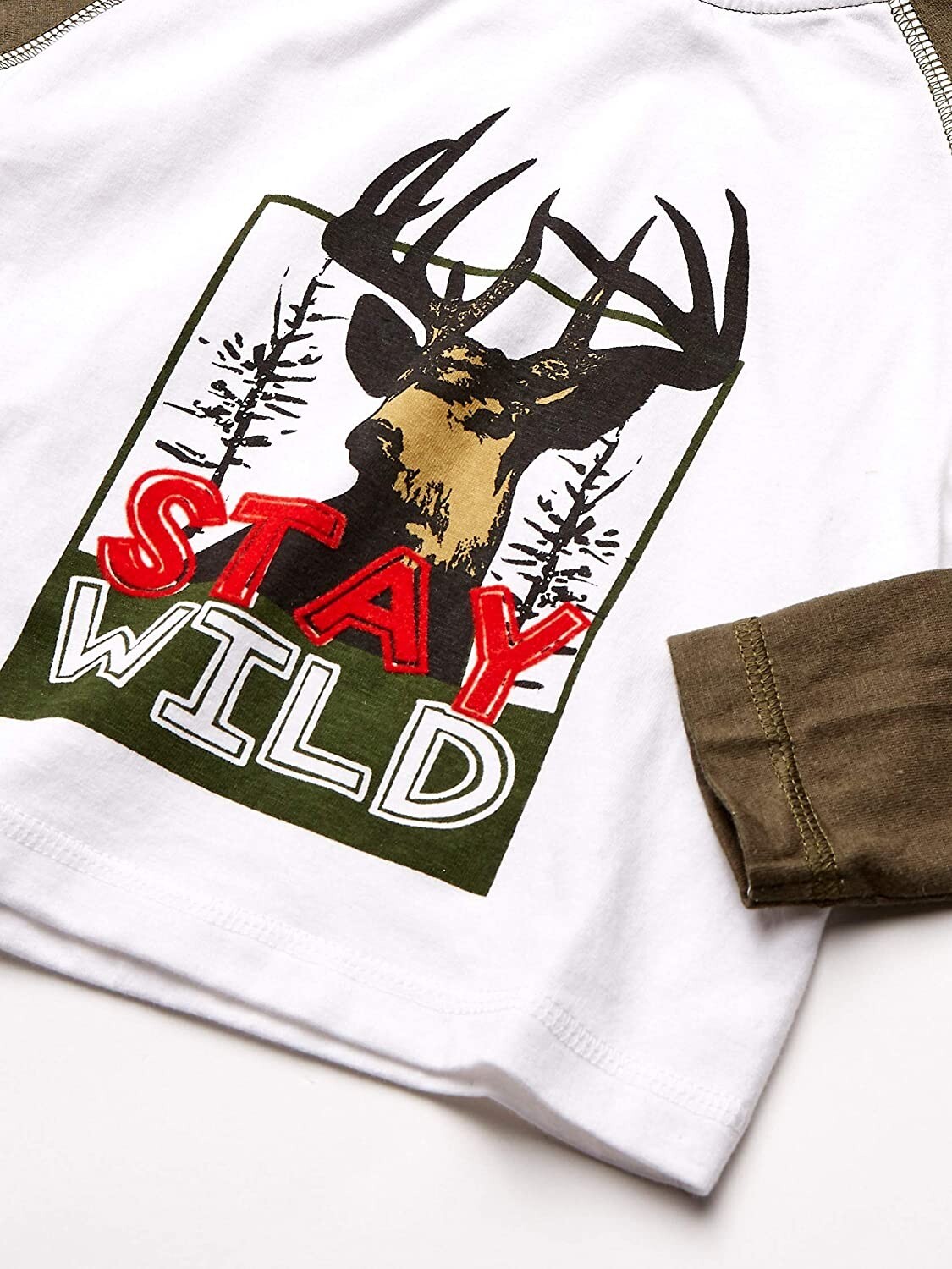 Freestyle Revolution Boys' Stay Wild Long Sleeve Raglan Tee in Olive Night, 2T