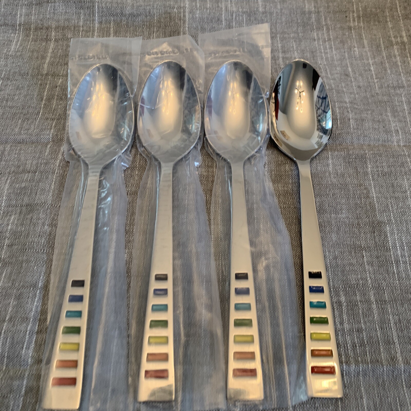 FIESTA CELEBRATION Stainless Cambridge 4 Soup Spoons Flatware 8”