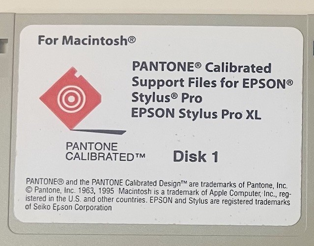Pantone Calibrated Support Files Epson Stylus Pro XL Mac 2 Disk Set 1995