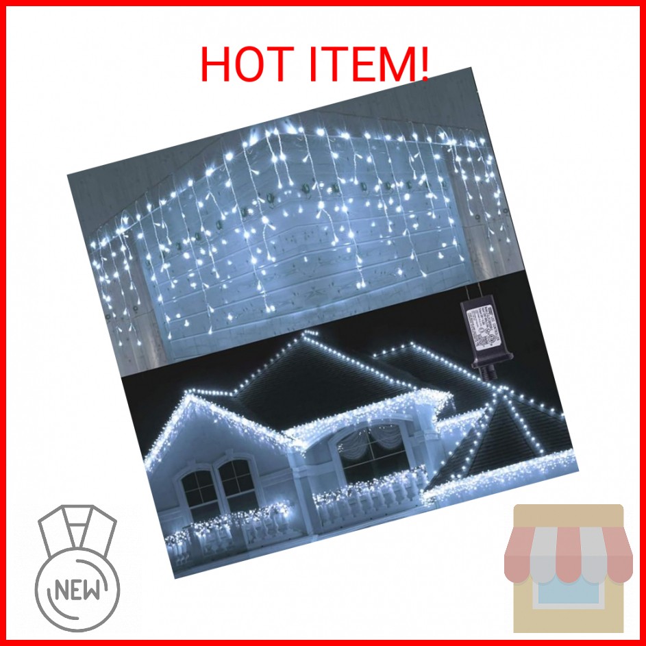 Toodour Christmas Icicle Lights Outdoor, 360 LED 29.5ft 8 Modes Fairy Icicle Str