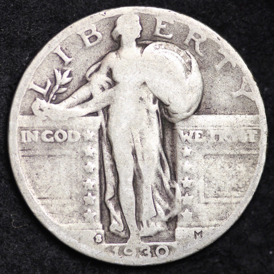 1930-S Standing Liberty Quarter Silver GOOD / VG FULL DATE FREE SHIPPING!