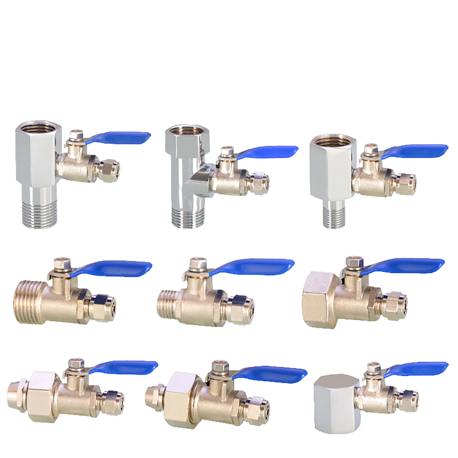 BSP 1/2" to 1/4"Ball Valve Brass Fitting Water Purifier Fuel Air Pipe Tube Hose