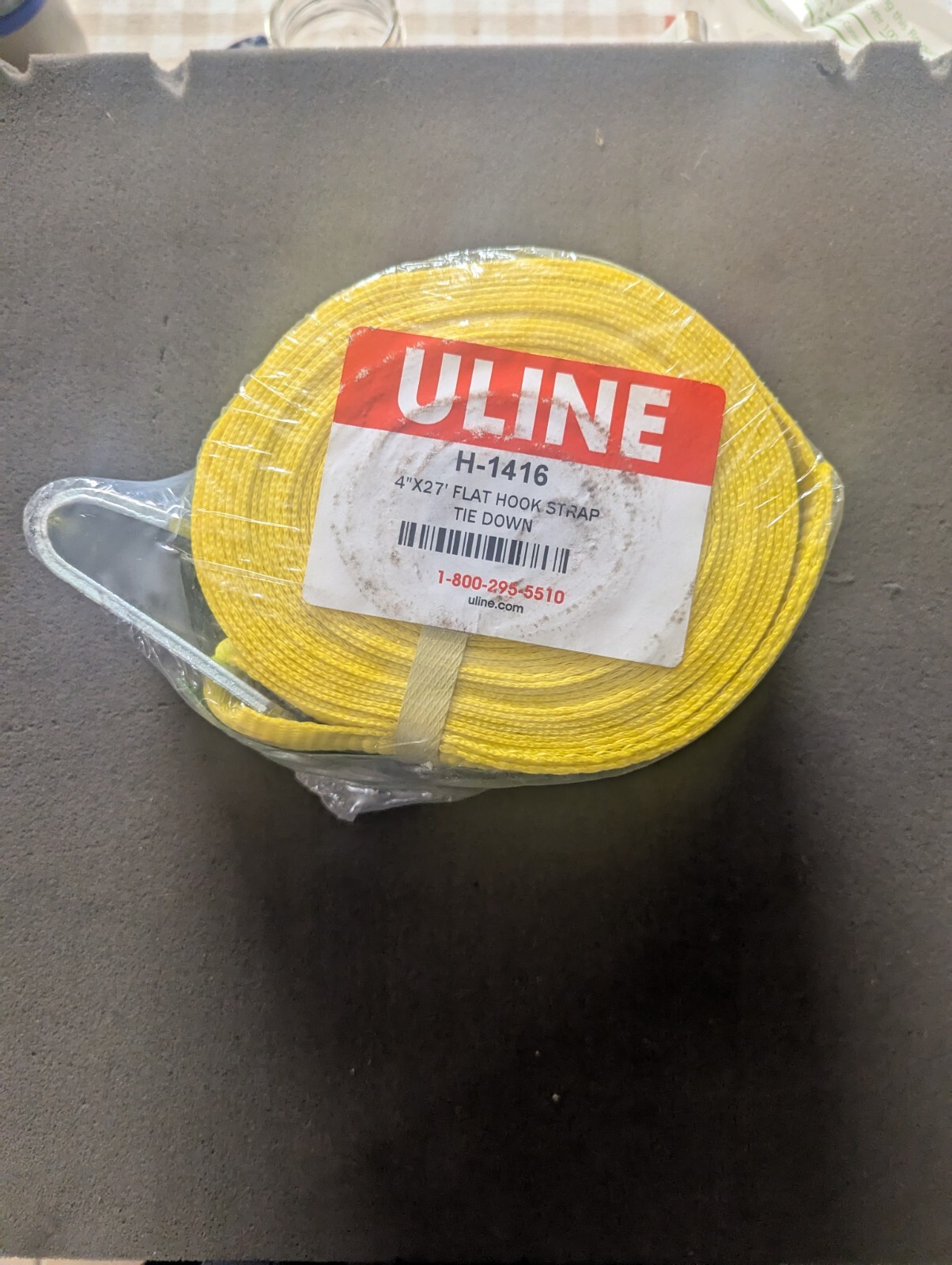 Uline H-1416  Flat Hook Winch Strap 4" x 27', 15,000 lb Capacity