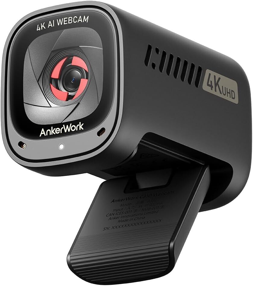 AnkerWork C310 Webcam 4K AI Auto Focus/AI Framing for Video Calls/Livestream