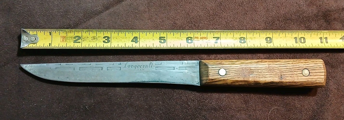 Vtg FORGECRAFT 6" Carbon Steel, Utility / Boning Knife, W/ Hickory Scales, U.S.A