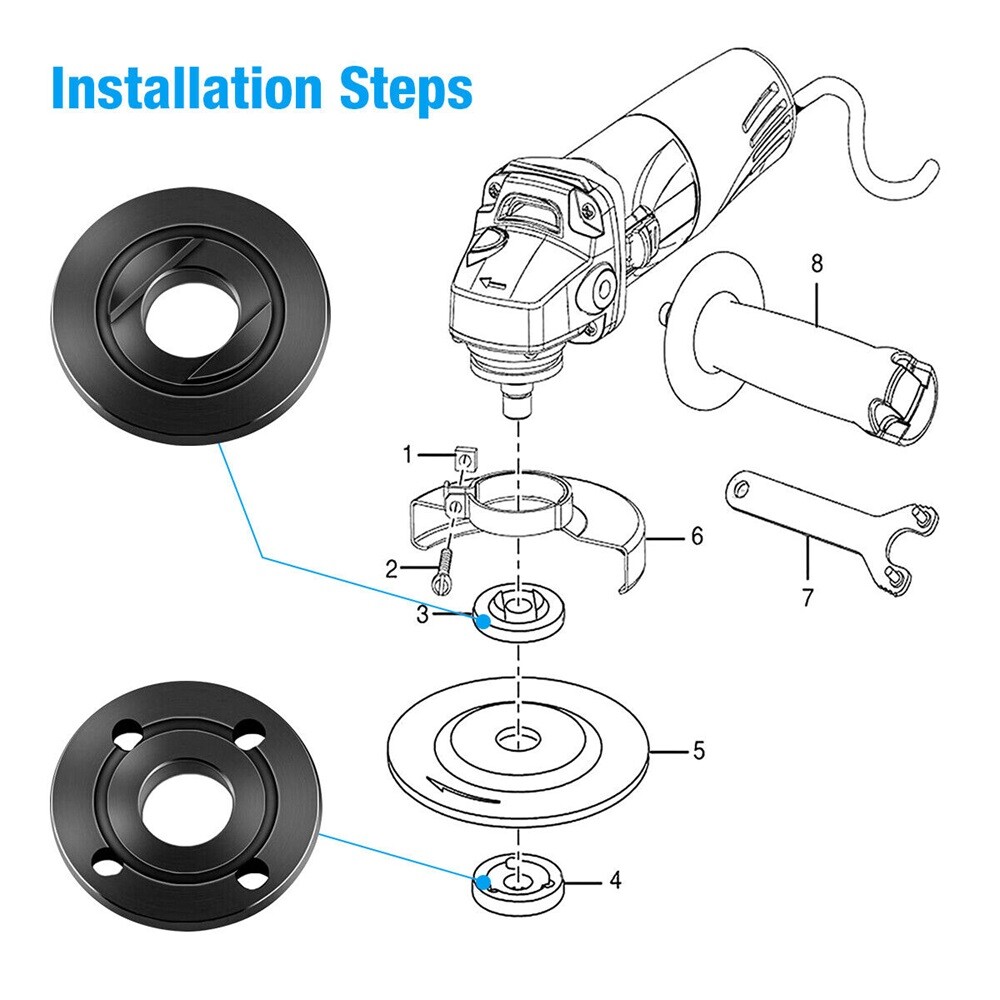 6-Pack 5/8-11 Angle Grinder Flange Nut For Milwaukee Bosch Inner Outer Lock Set