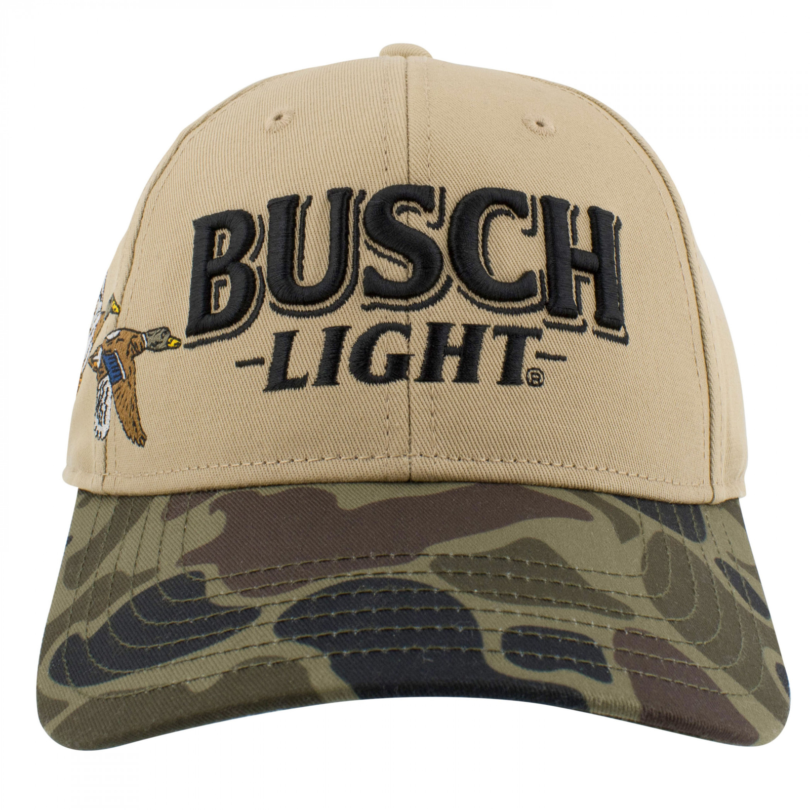 Busch Light Duck Hunting Camo Brim Adjustable Hat Brown