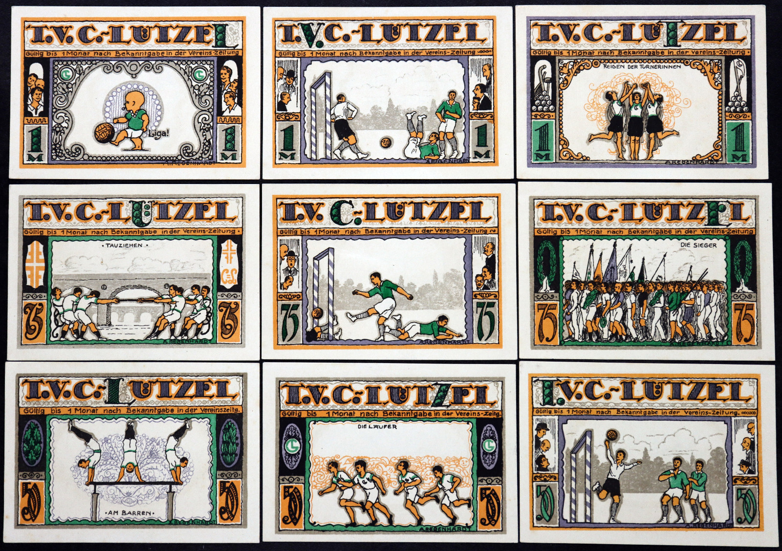 COBLENZ-LÜTZEL "Soccer, Gymnastics" RARE Complete Series German Notgeld Koblenz
