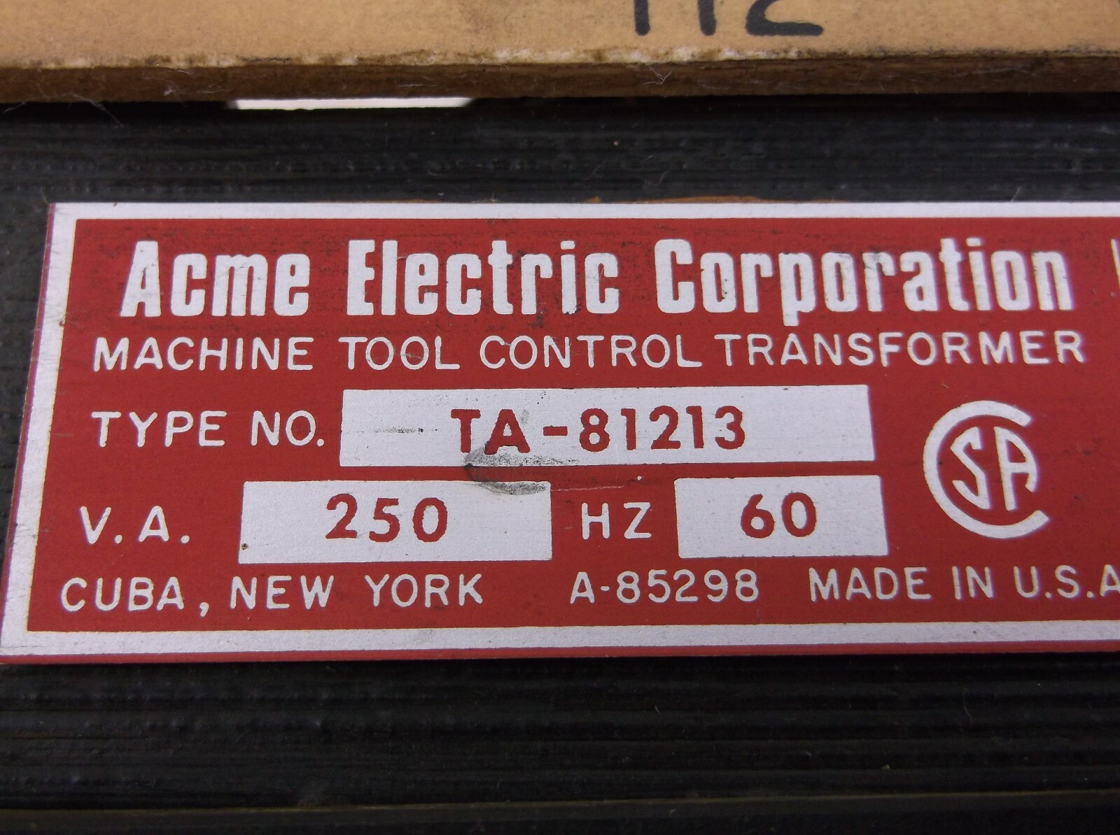 ACME, TA-81213, MACHINE TOOL CONTROL TRANSFORMER, F0320