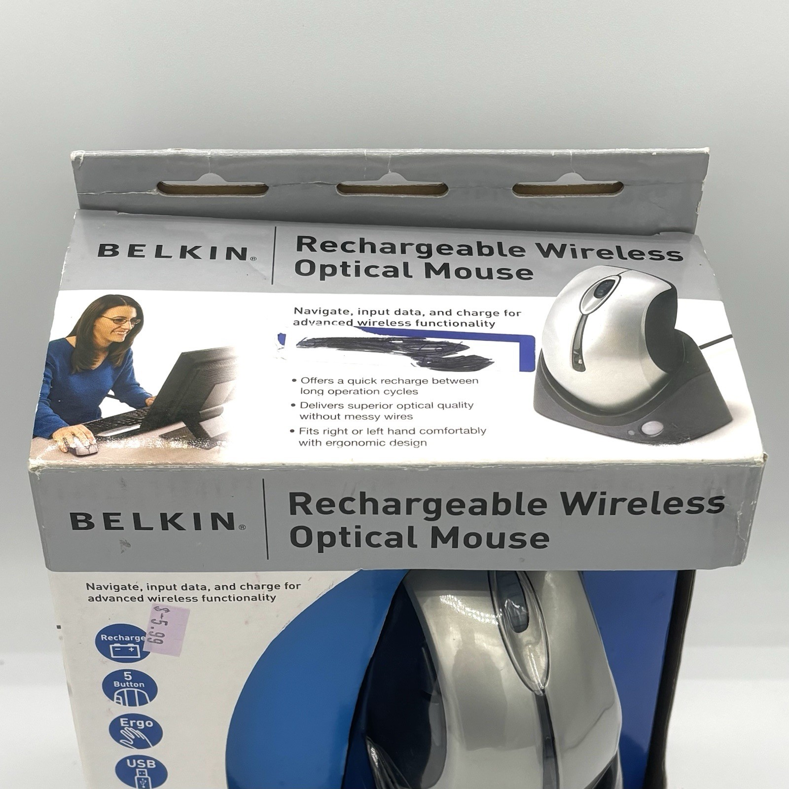 Belkin Rechargeable Wireless Optical Mouse F8E845 - New, Open Box