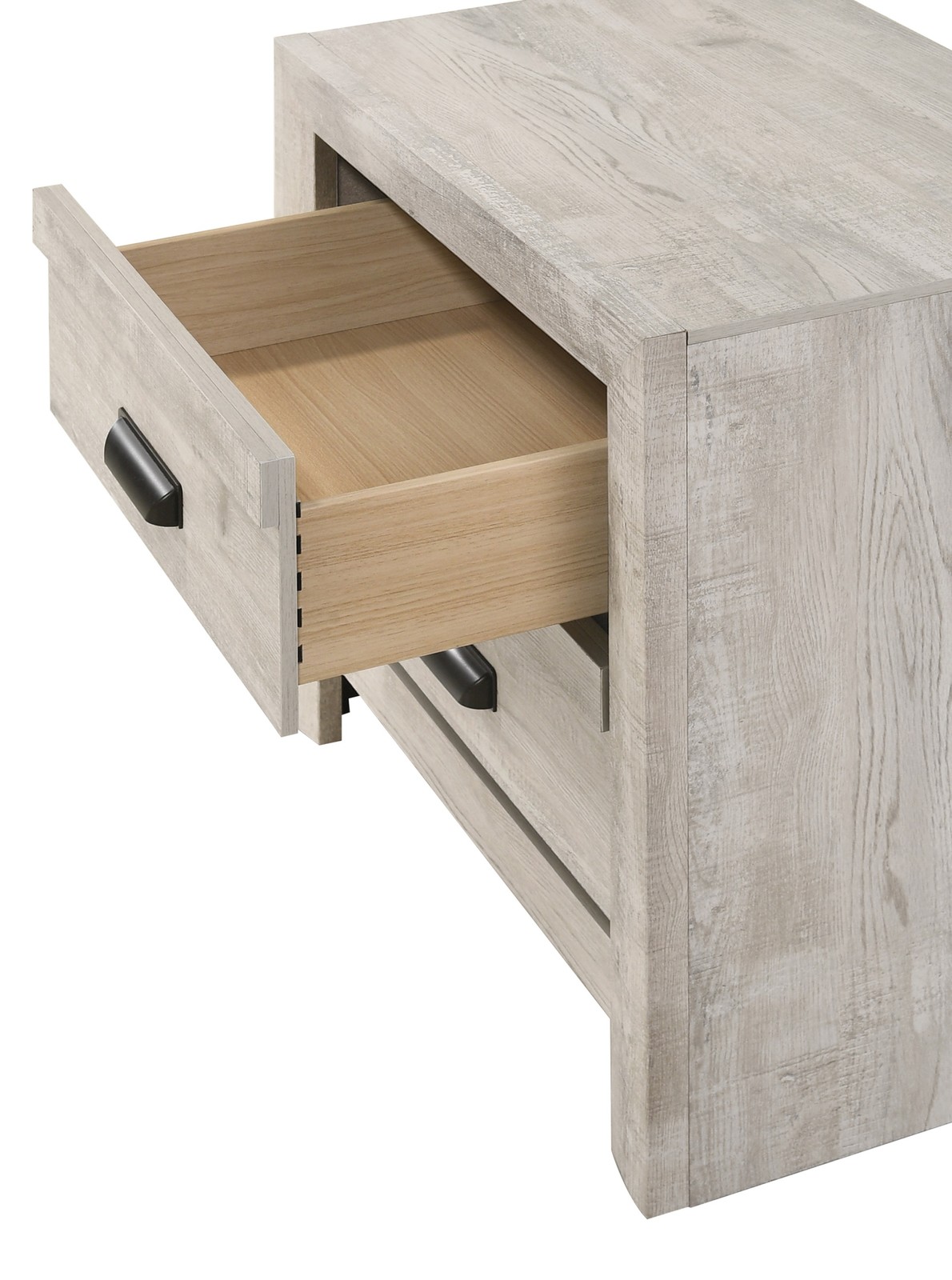 1pc Contemporary Nightstand End Table with Two Storage Drawers Rustic