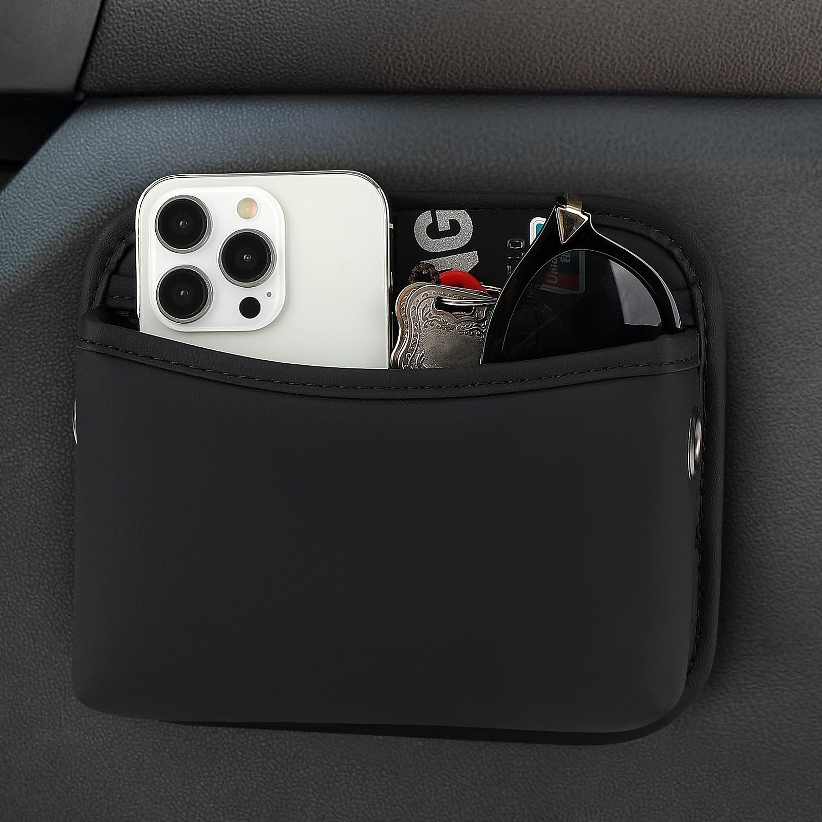 PU Leather Car Side Pocket Organizer Universal Auto Console Side Storage