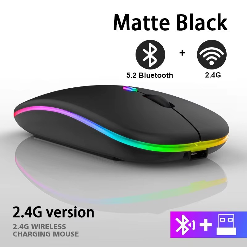 RGB Bluetooth Wireless Mouse Rechargeable Ergonomic USB for PC Laptop iPad