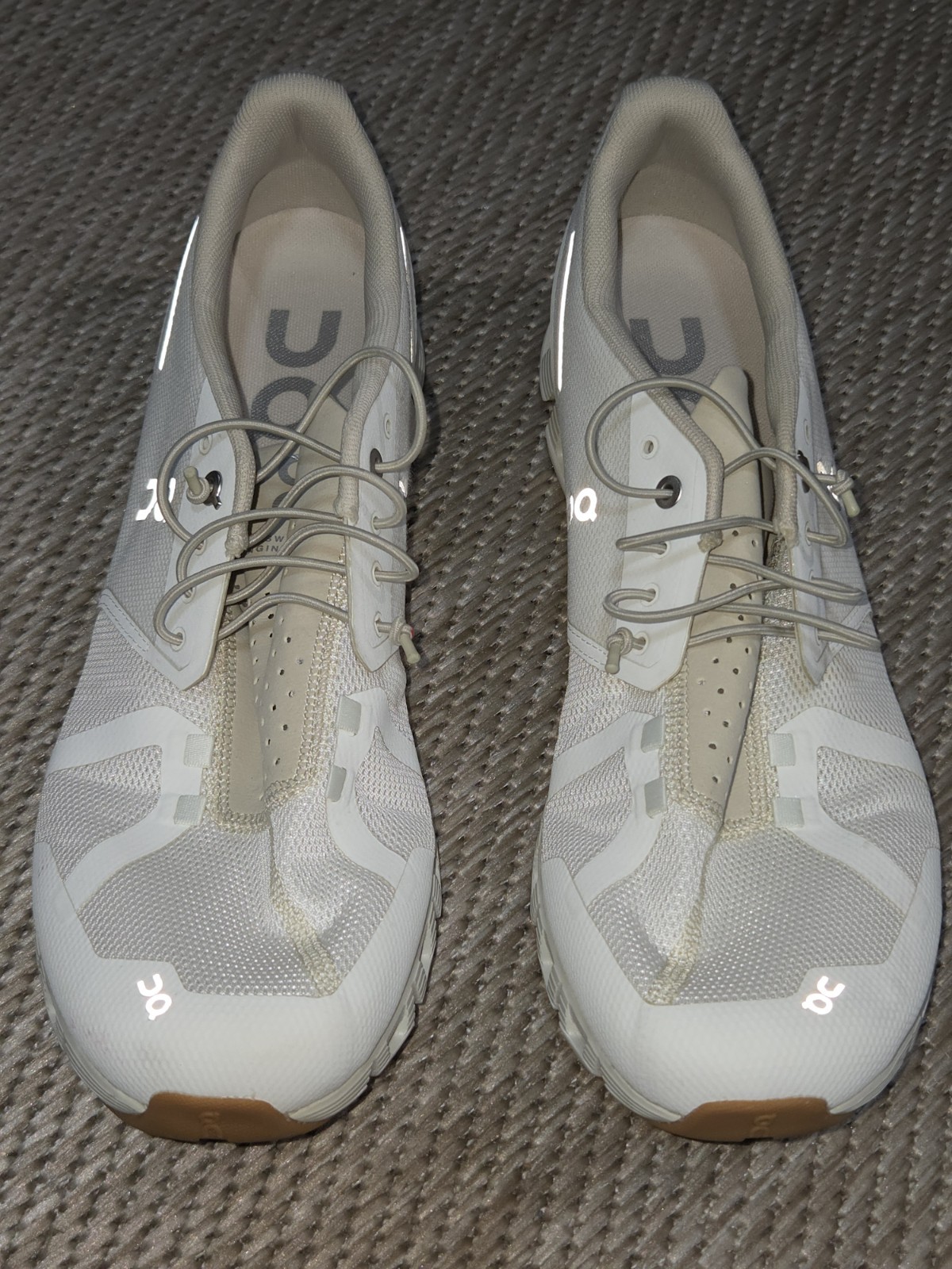 On CloudTec Men's White Beige Mesh Running Shoes Breathable US 11.5