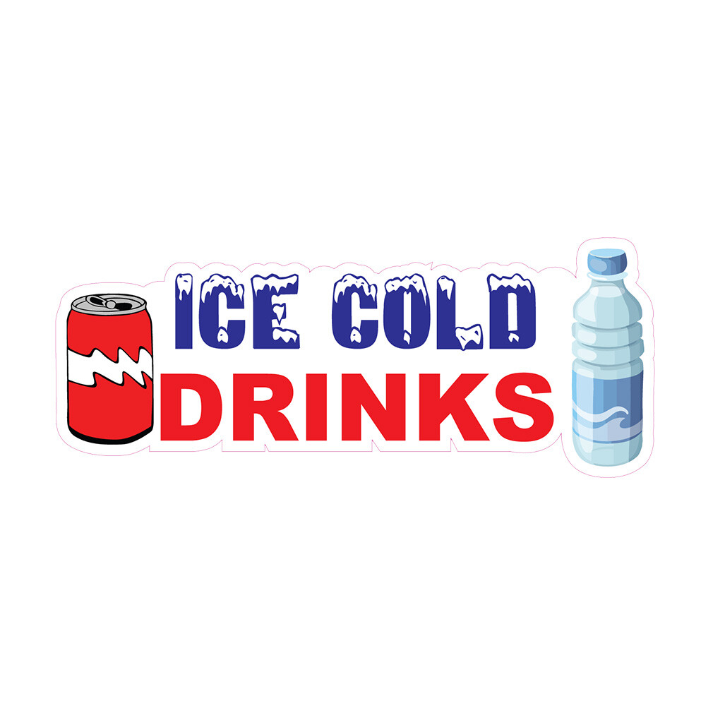 Food Truck Decals Ice Cold Drinks Restaurant & Food Concession Sign Red