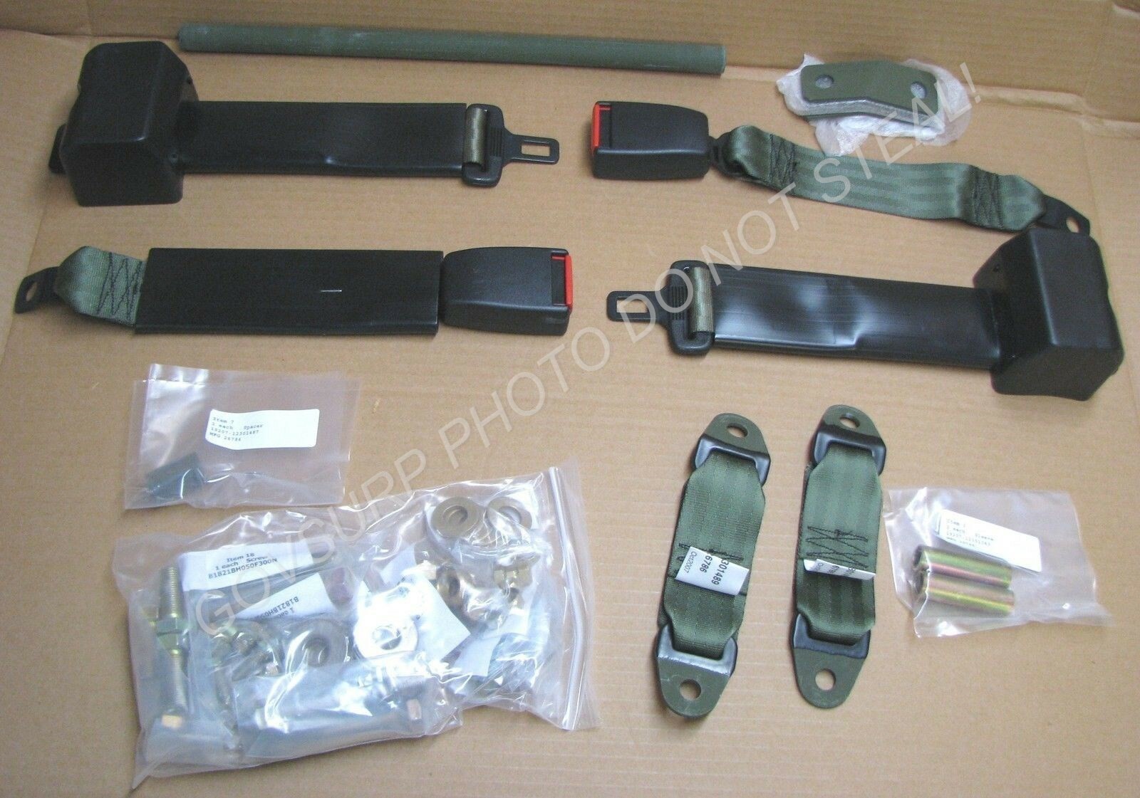 SEAT BELT KIT 2 1/2 / 5 TON M35 M52 M818 M923 M939 12301438 NSN 2540-01-245-2444