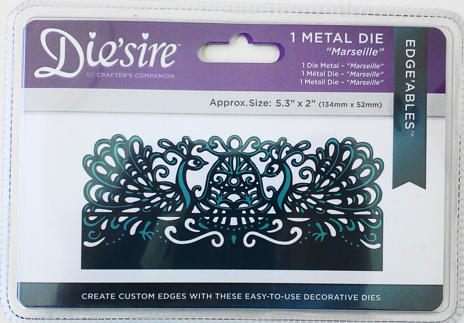 Crafters Companion Die'sire Marseille Peacock Metal 1 Die 5.3"x2" Sealed