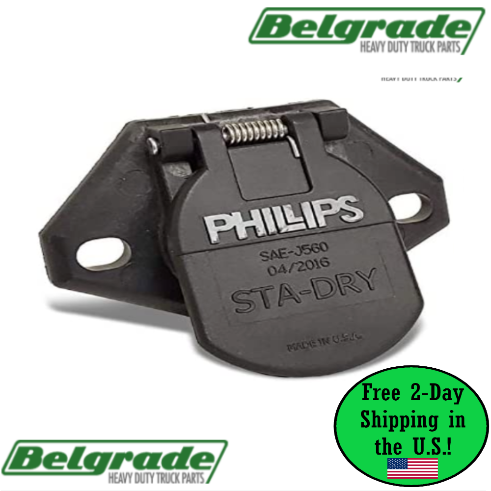 Phillips 16-724 Quick-Change 7 Pin Socket STA-DRY, Bullet Terminal, 2 Hole Mount