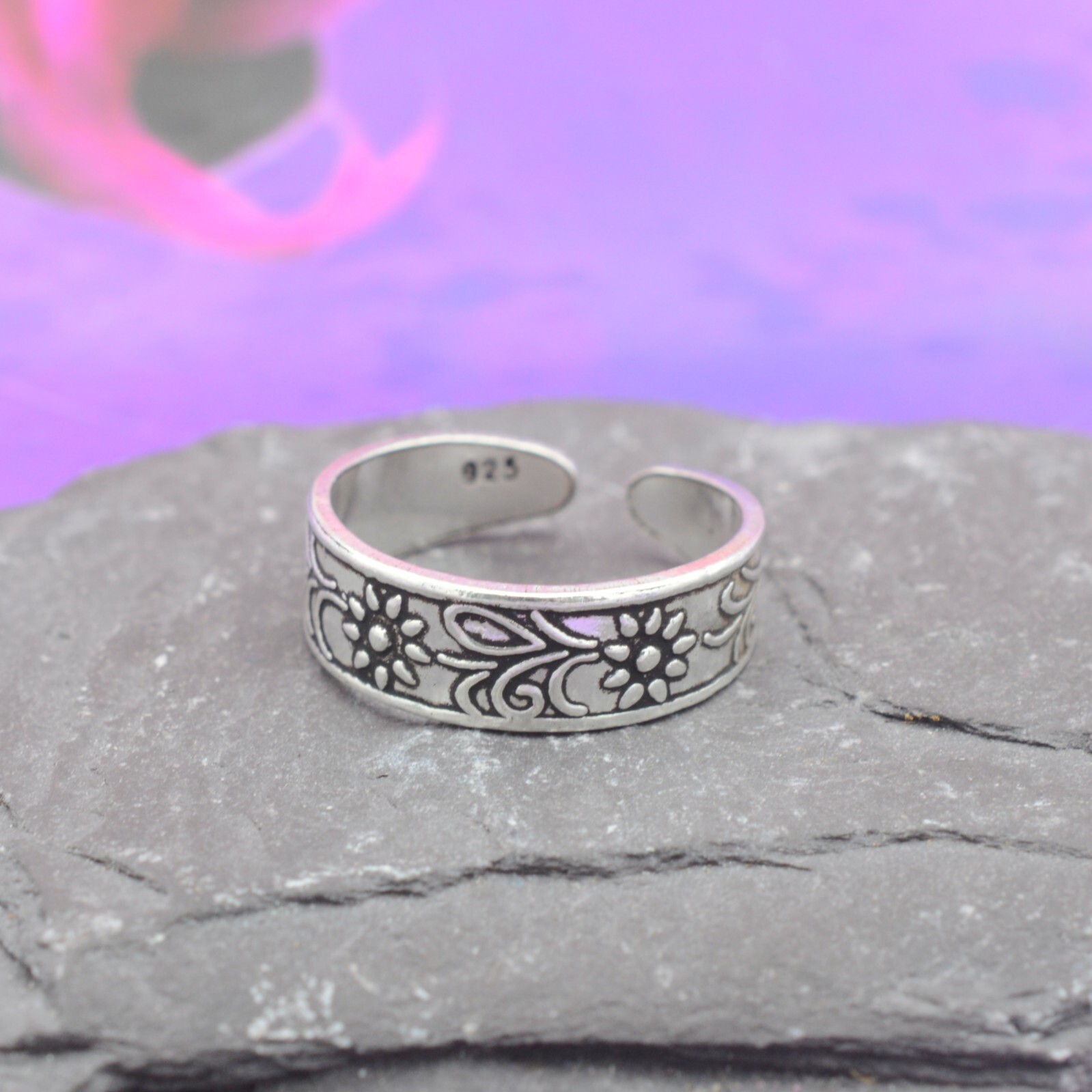 Sterling Silver 925 Sunflower Toe Ring