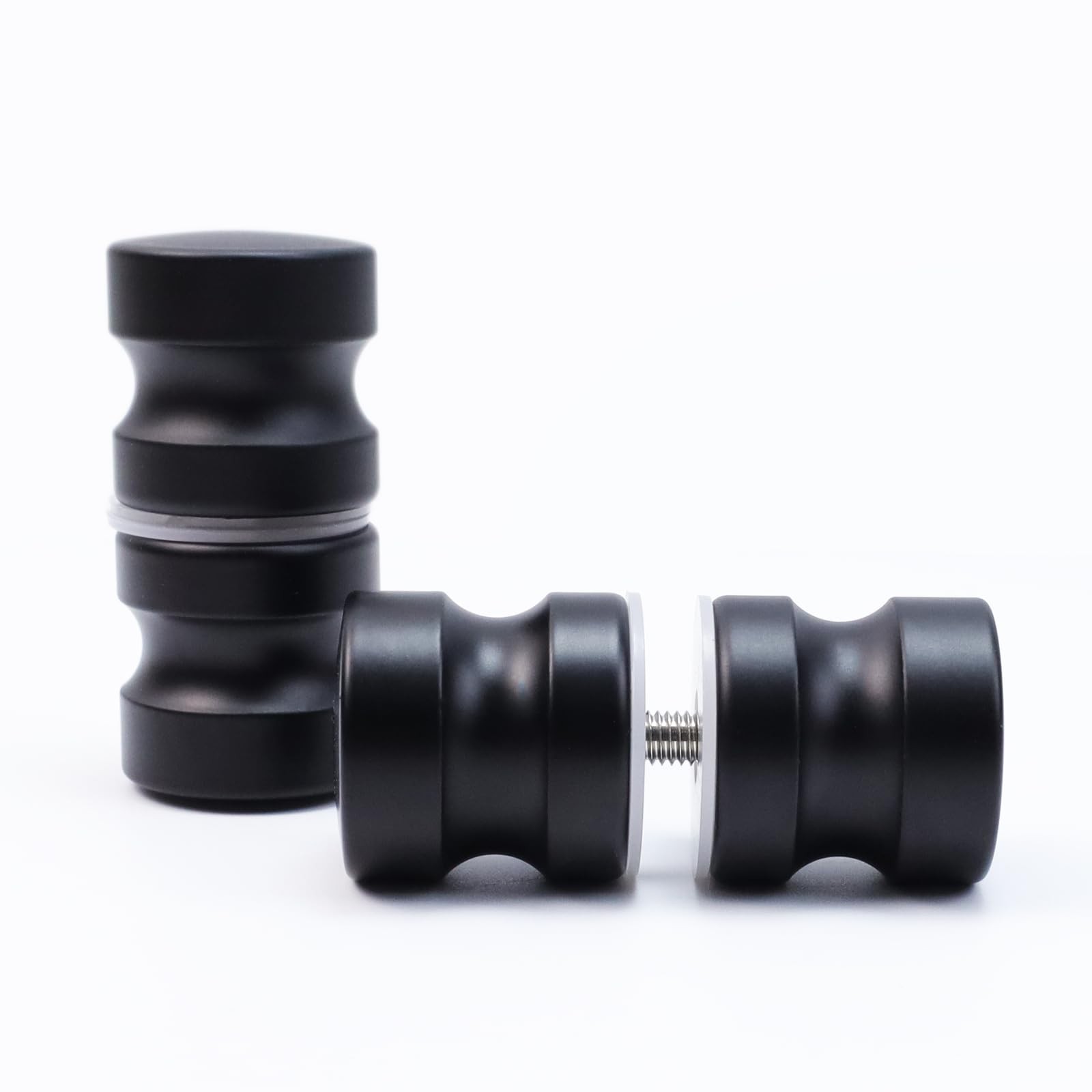 Semetall 2 Pack Back-to-Back Bathroom Door Handles,Solid 2" Height, Black