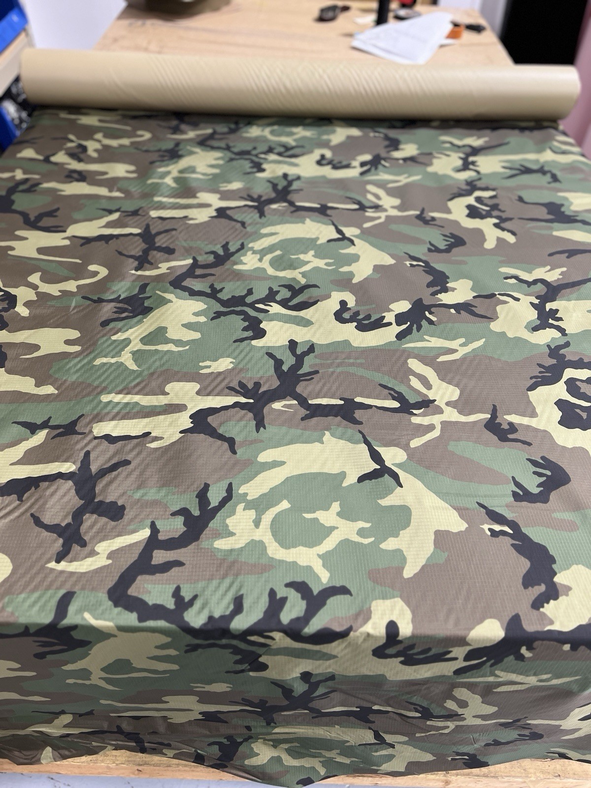 Woodland Camo Ripstop Fabric CPAI-84 DWR Military Tent Shelter By Yard