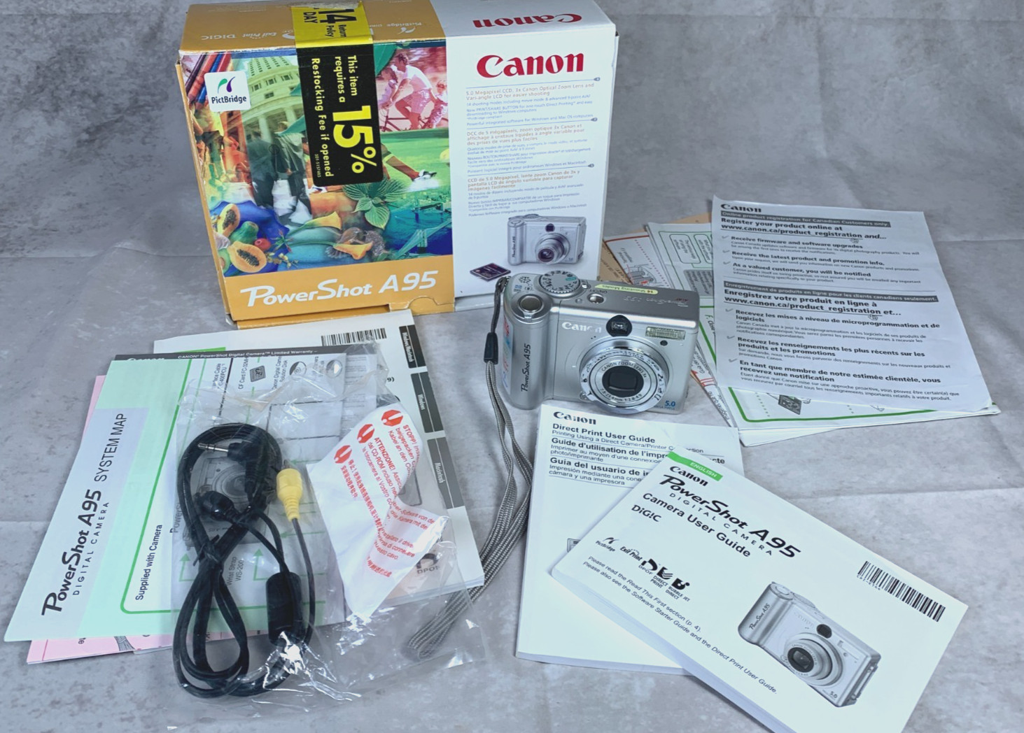 Canon PowerShot A95 Digital Camera 12x Optical Zoom Silver Tested *No SD Card