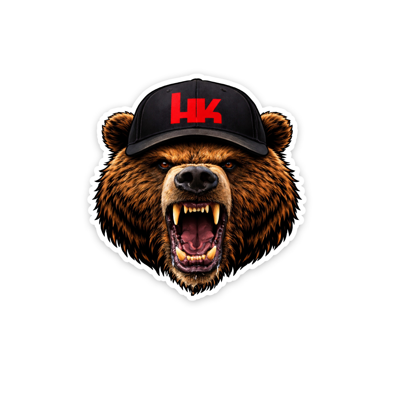 Grizzly Bear HK Sticker 4 inch Vinyl Decal Vintage Neon H&K Heckler & Koch