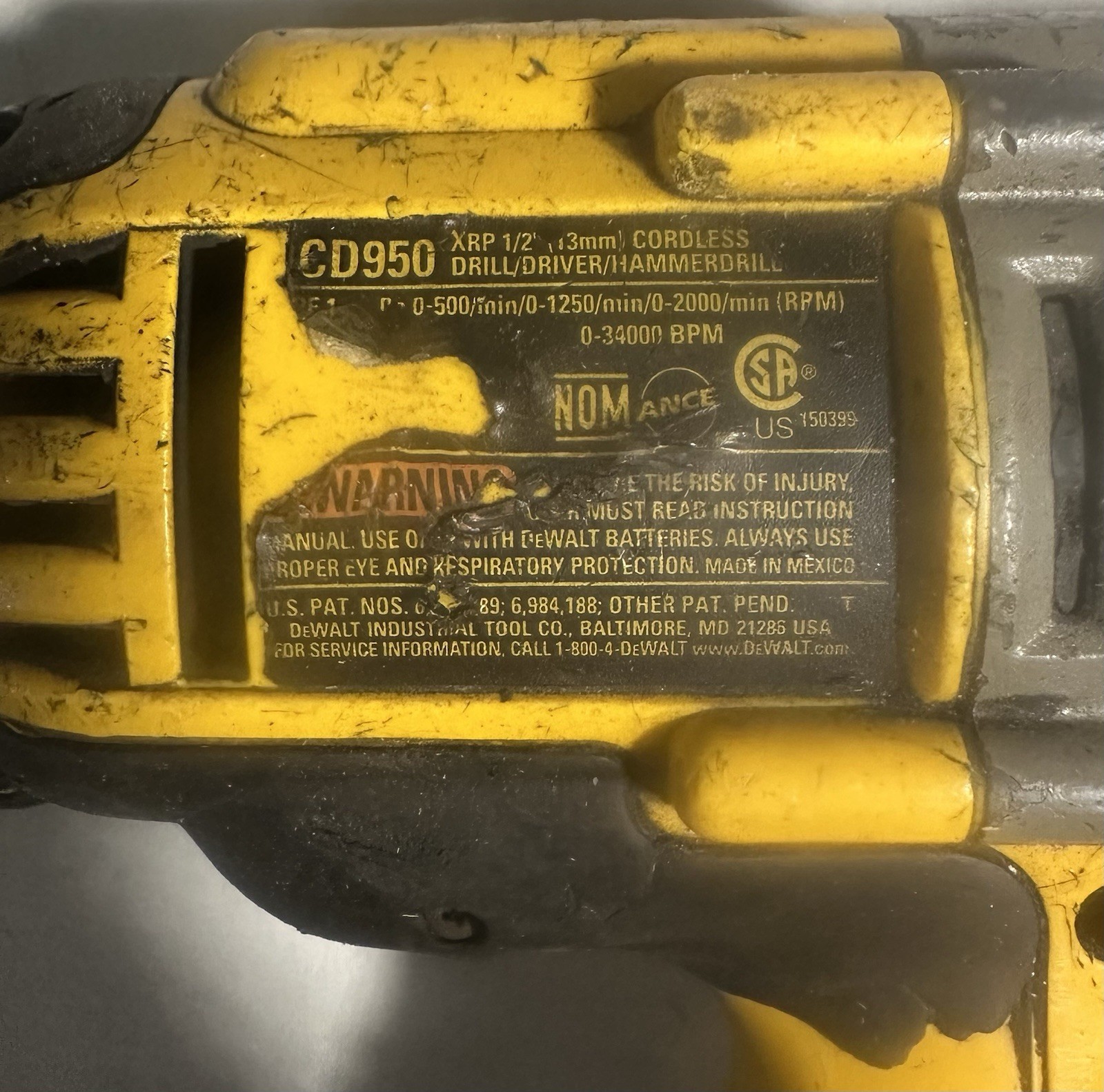 Dewalt 18 Volt 1/2 In. Hammer Drill 9CD950 With Bag