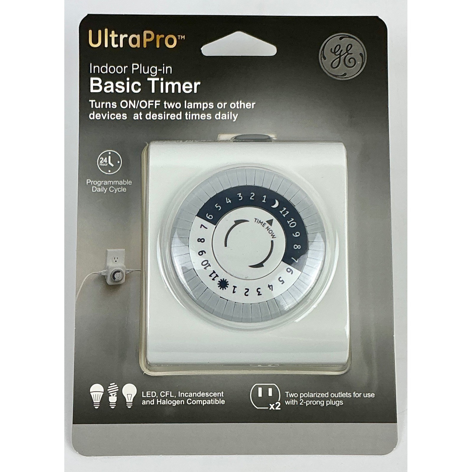 GE UltraPro Indoor Plug-In Basic Timer 2-Pack 2-Outlet 24-Hour Programmable