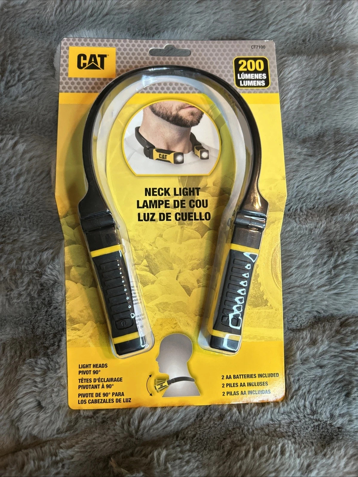 CAT LED Neck Light 200 Lumens Hands Free Flexible Work Light IPX4 Black Yellow